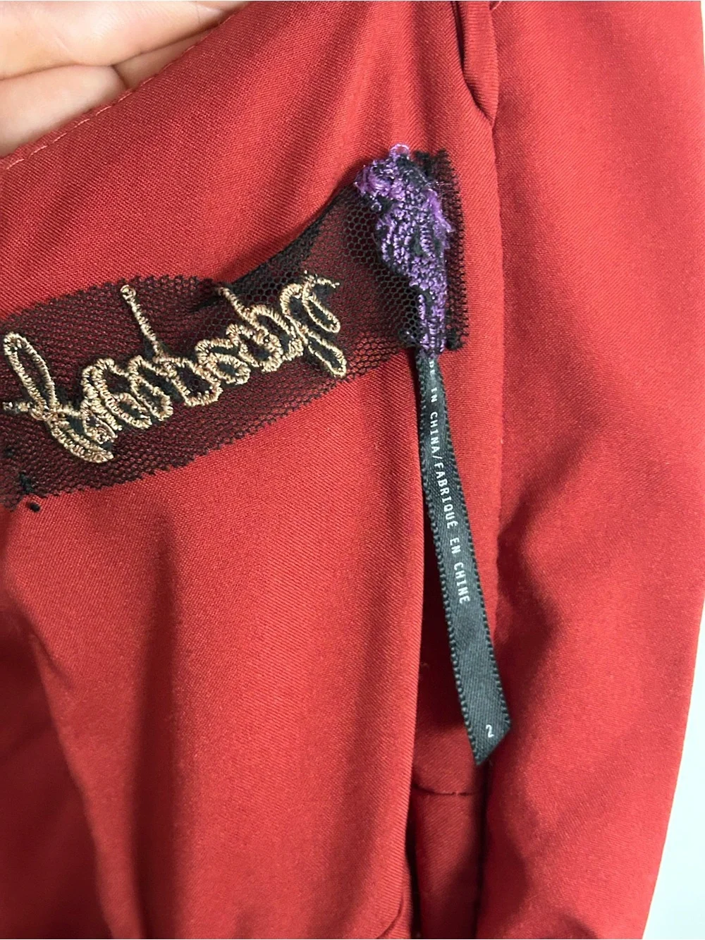 Free People Y2K Red Purple Embroidered Sequin Beaded Boho Dress Size 2